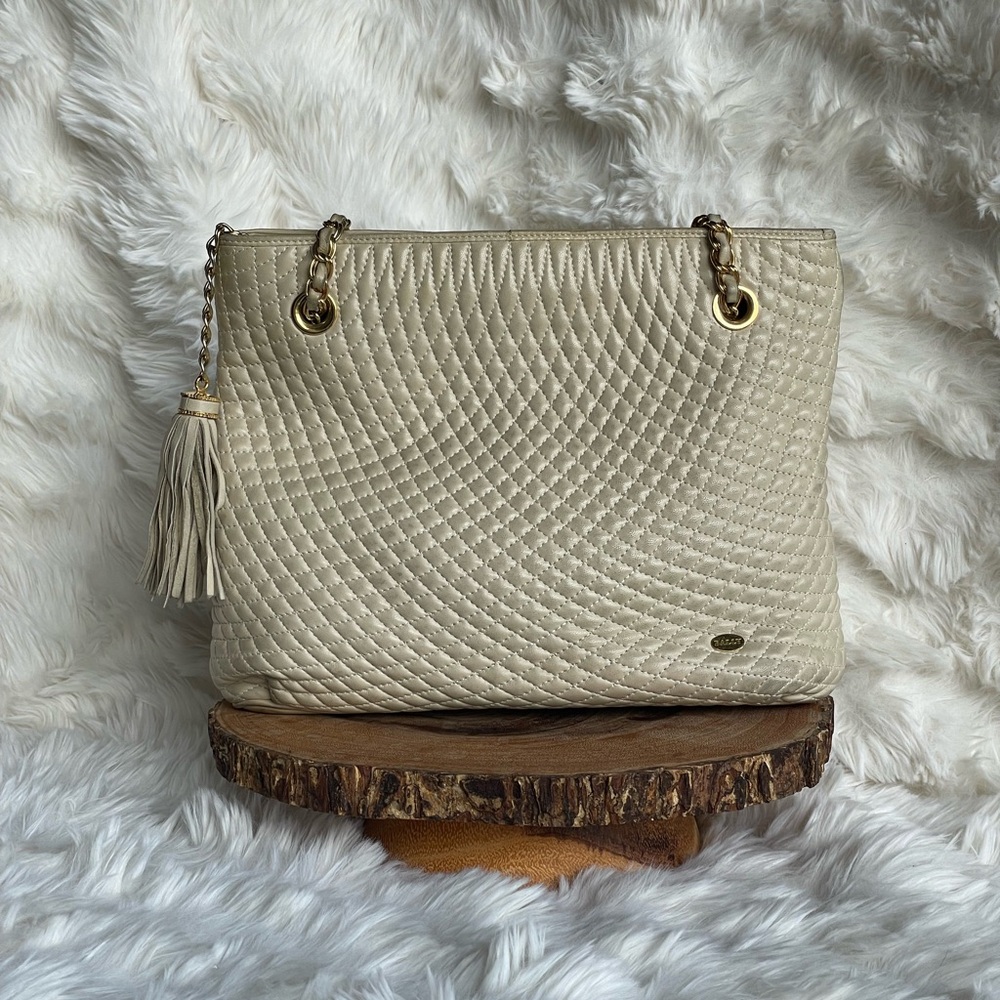 Bally Cream Quilted Shoulder Bag